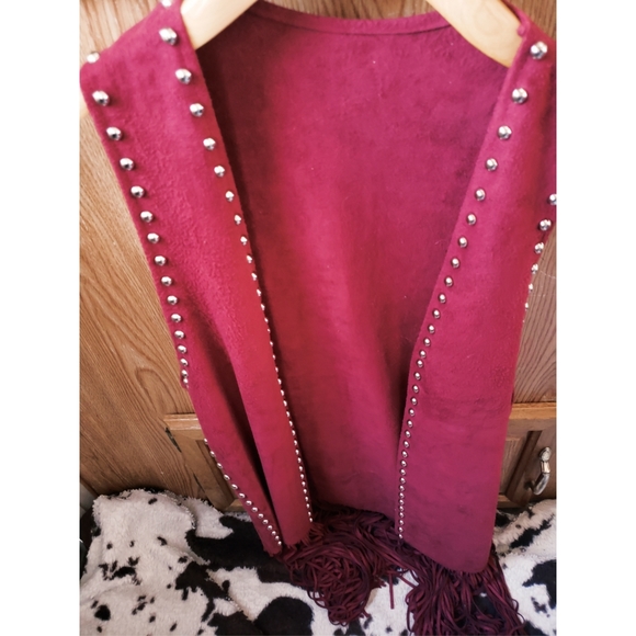 Crazy Train Jackets & Blazers - "CRAZY TRAIN" COWGIRL FRINGE VEST - MAROON